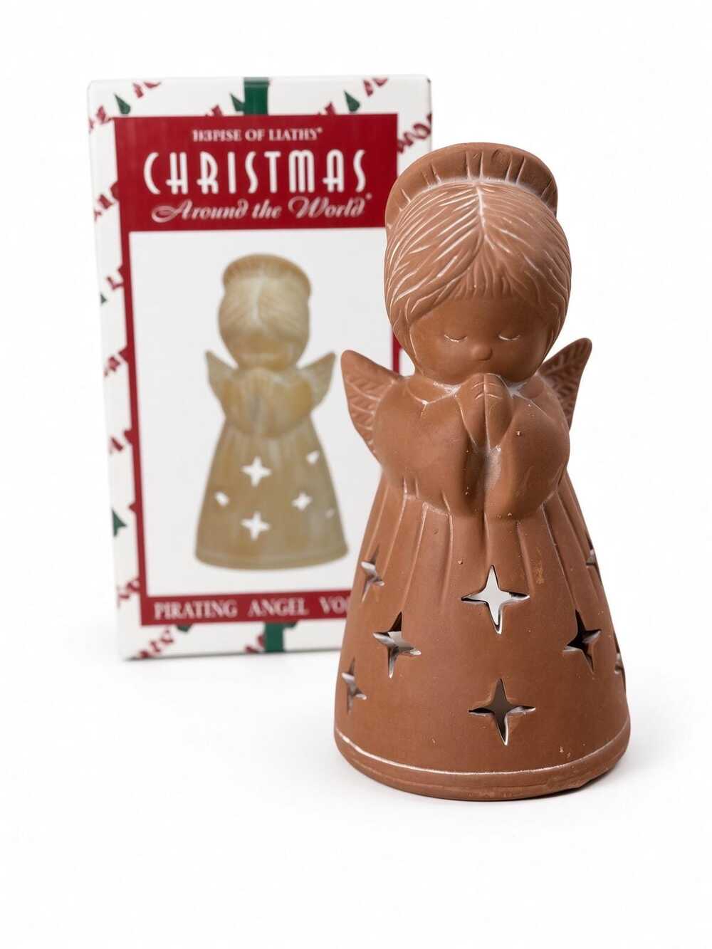 Vintage Ceramic Praying Angel Luminary Christmas Around the World Decor